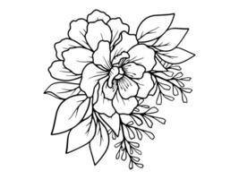 Hand Drawn Flower Line Art Illustration vector