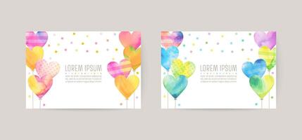 hand drawn heart balloon illustration cards for invitation, birthday vector