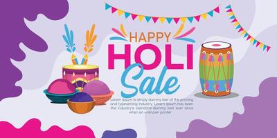 Happy Holi colorful banner template indian hinduism festival celebration, social media poster design  and horizontal banner template for holi festival celebration vector