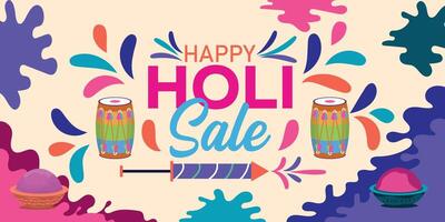 Happy Holi colorful banner template indian hinduism festival celebration, social media poster design  and horizontal banner template for holi festival celebration vector