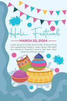 Happy Holi colorful banner template indian hinduism festival celebration, social media poster design  and horizontal banner template for holi festival celebration vector