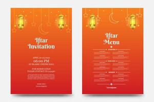 Iftar invitation template with beautiful Ramadan decorations vector