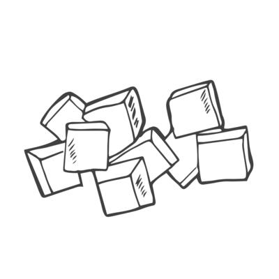 Doodle cube cut potato sketch