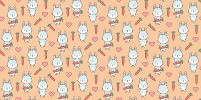 Seamless pattern with cute bunnies. Cute animals in kawaii style. Drawings for children. vector illustration