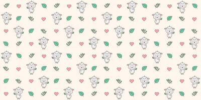 Seamless pattern with cute sheep. Cute animals in kawaii style. Drawings for children. vector illustration