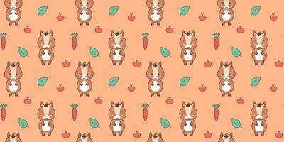 Seamless pattern with cute horse. Cute animals in kawaii style. Drawings for children. vector illustration