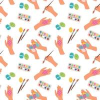 Easter eggs seamless pattern. Painted colorful eggs. Happy Easter. Vector illustration in flat style