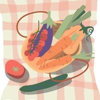 Many vegetables in the basket vector
