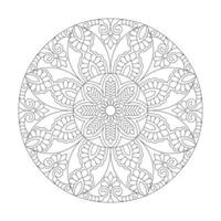round floral monochrome classic ornament for Coloring book page vector
