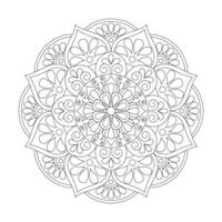 Round flower line unpainted pattern vintage monochrome element vector