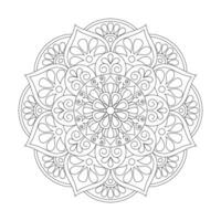 Round flower line unpainted pattern vintage monochrome element vector