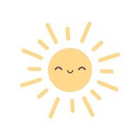 Cute Sun character. Smiling sunny face. Vector illustration in flat style