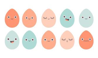 Trendy cartoon Easter egg characters. Happy Easter vector