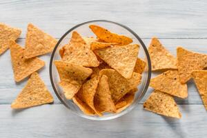 Nachos in the glass bowl photo