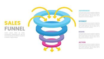 Sales funnel infographic with 5 Level vector