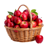 AI generated Apples in a basket png isolated on transparent background