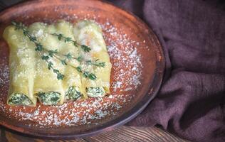 Canelloni stuffed with ricotta and spinach photo