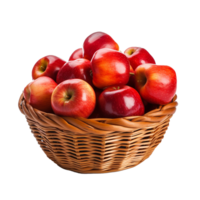 AI generated Apples in a basket png isolated on transparent background