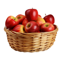 AI generated Apples in a basket png isolated on transparent background