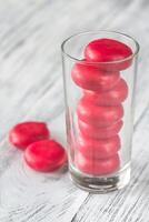 Stack of mini cheese in the glass photo