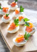 Salmon cream cheese deviled eggs photo