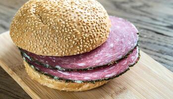 Sandwich with salami photo