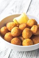 Bowl of scallop croquettes photo