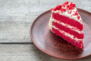 Red velvet cake on the plate photo
