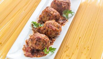 Turkey meatballs with pasta photo