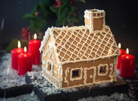 Gingerbread house closeup photo