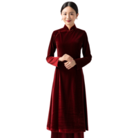 AI generated Velvet ao dai isolated on transparent background png