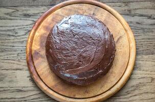 Sacher torte on the wooden board photo