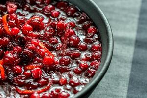 Bowl of homemade cranberry sauce photo