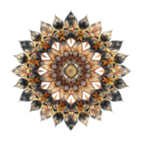 AI generated Mandala fractal design element with flower pattern isolated on transparent background png