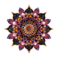 ai generado mandala fractal diseño elemento con flor modelo aislado en transparente antecedentes png