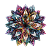 ai gegenereerd mandala fractal ontwerp element met bloem patroon geïsoleerd Aan transparant achtergrond PNG