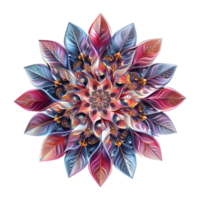 AI generated Mandala fractal design element with flower pattern isolated on transparent background png