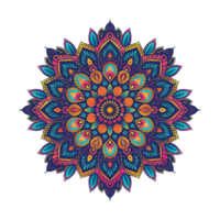 AI generated Mandala fractal design element with flower pattern isolated on transparent background png