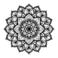 AI generated Mandala fractal design element with flower pattern isolated on transparent background png