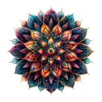 AI generated Mandala fractal design element with flower pattern isolated on transparent background png