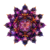 ai generado mandala fractal diseño elemento con flor modelo aislado en transparente antecedentes png