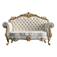 ai gerado luxo branco e dourado sofá isolado em transparente fundo png