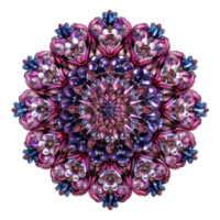 ai generado mandala fractal diseño elemento con flor modelo aislado en transparente antecedentes png