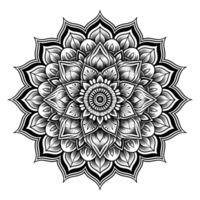 AI generated Mandala fractal design element with flower pattern isolated on transparent background png