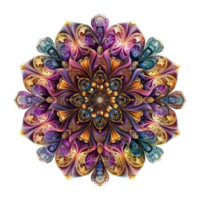 AI generated Mandala fractal design element with flower pattern isolated on transparent background png