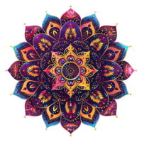 AI generated Mandala fractal design element with flower pattern isolated on transparent background png