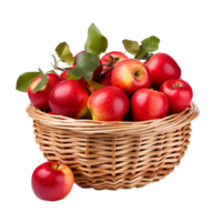 AI generated Apples in a basket png isolated on transparent background