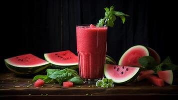 AI generated Refreshing Watermelon Smoothie photo