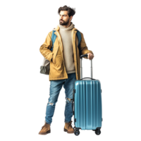 AI generated A man with travel bag isolated on transparent background png