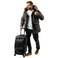 AI generated A man with travel bag isolated on transparent background png